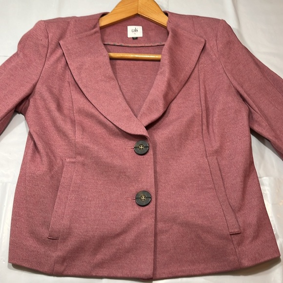 CAbi BEIGE salmon RAYON knit business office Blazer Jacket 5 button cuffs Size 4 - Picture 6 of 14